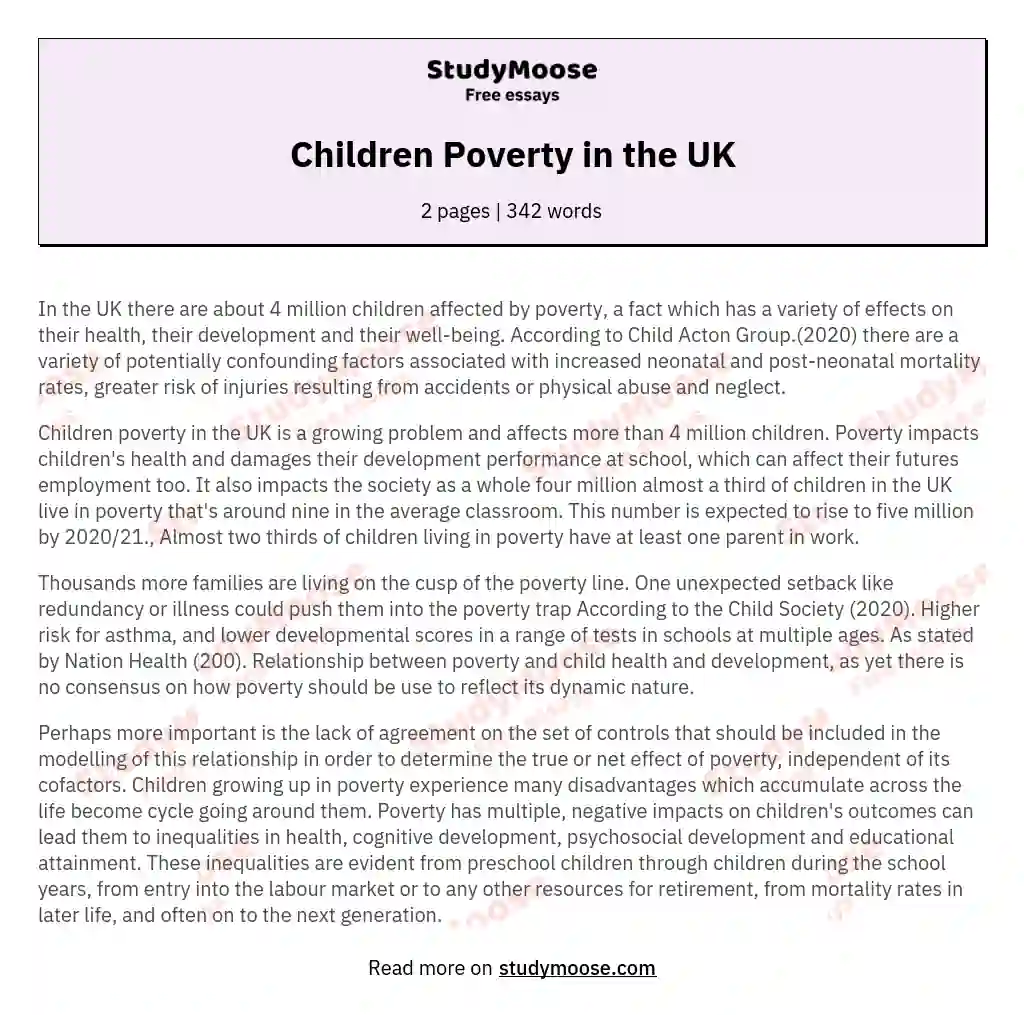 child poverty uk essay