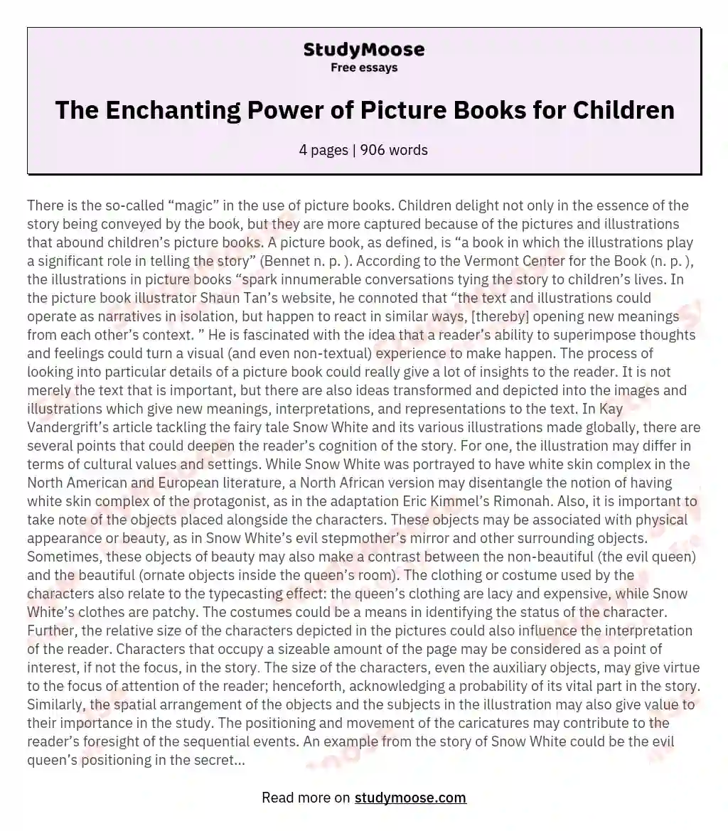 The Enchanting Power of Picture Books for Children essay
