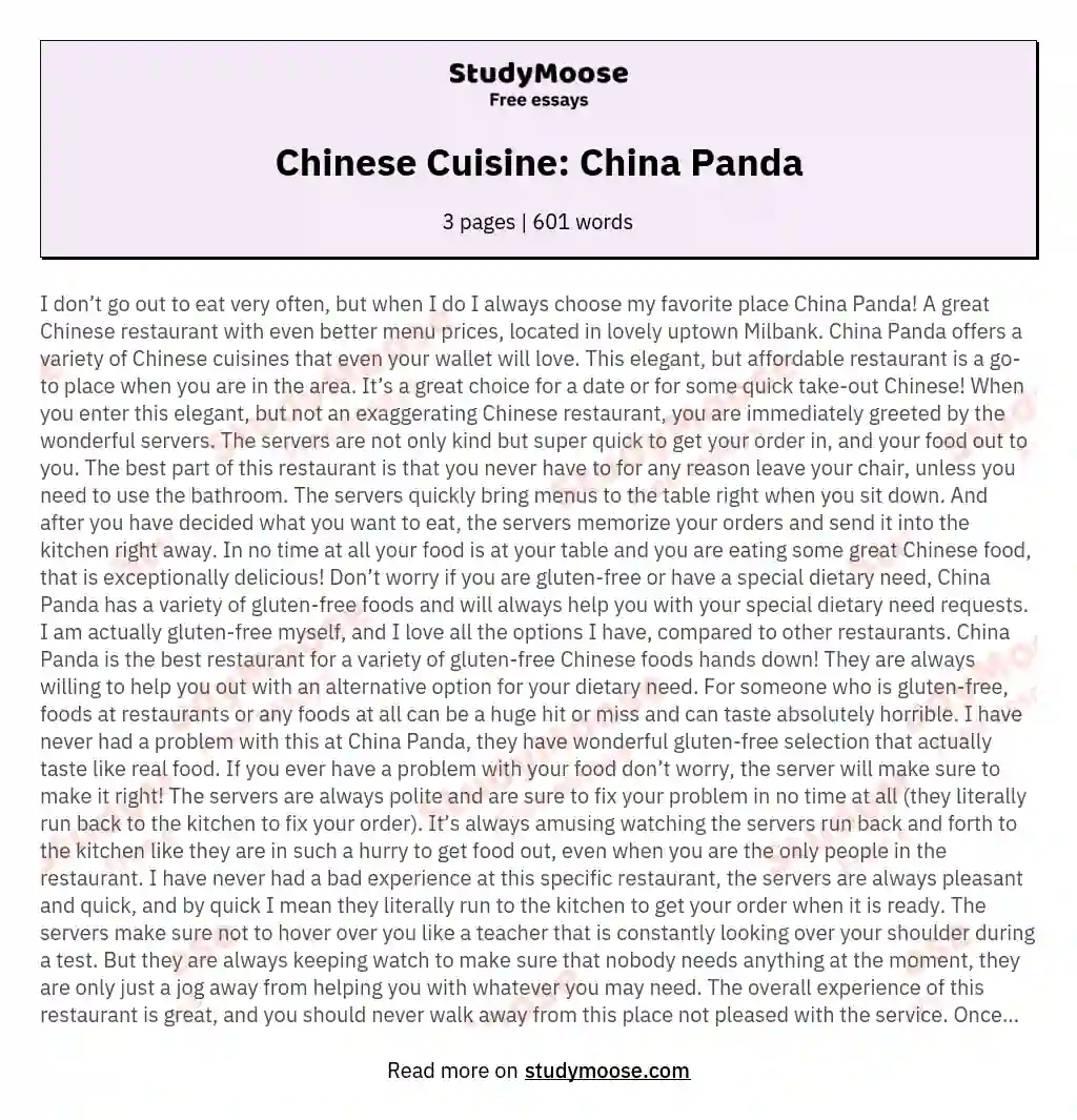 Chinese Cuisine: China Panda