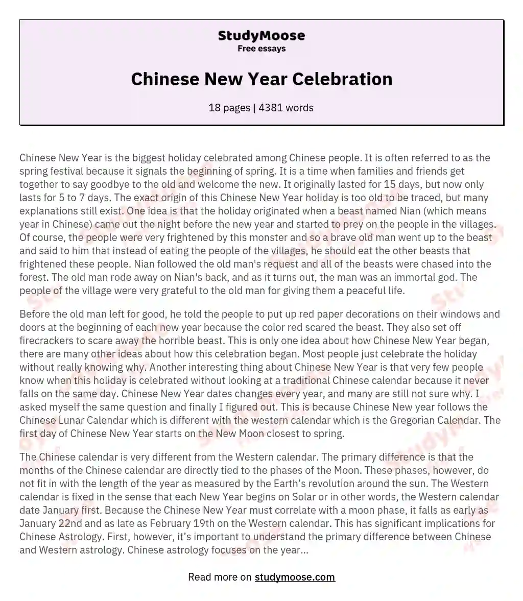 chinese new year easy essay