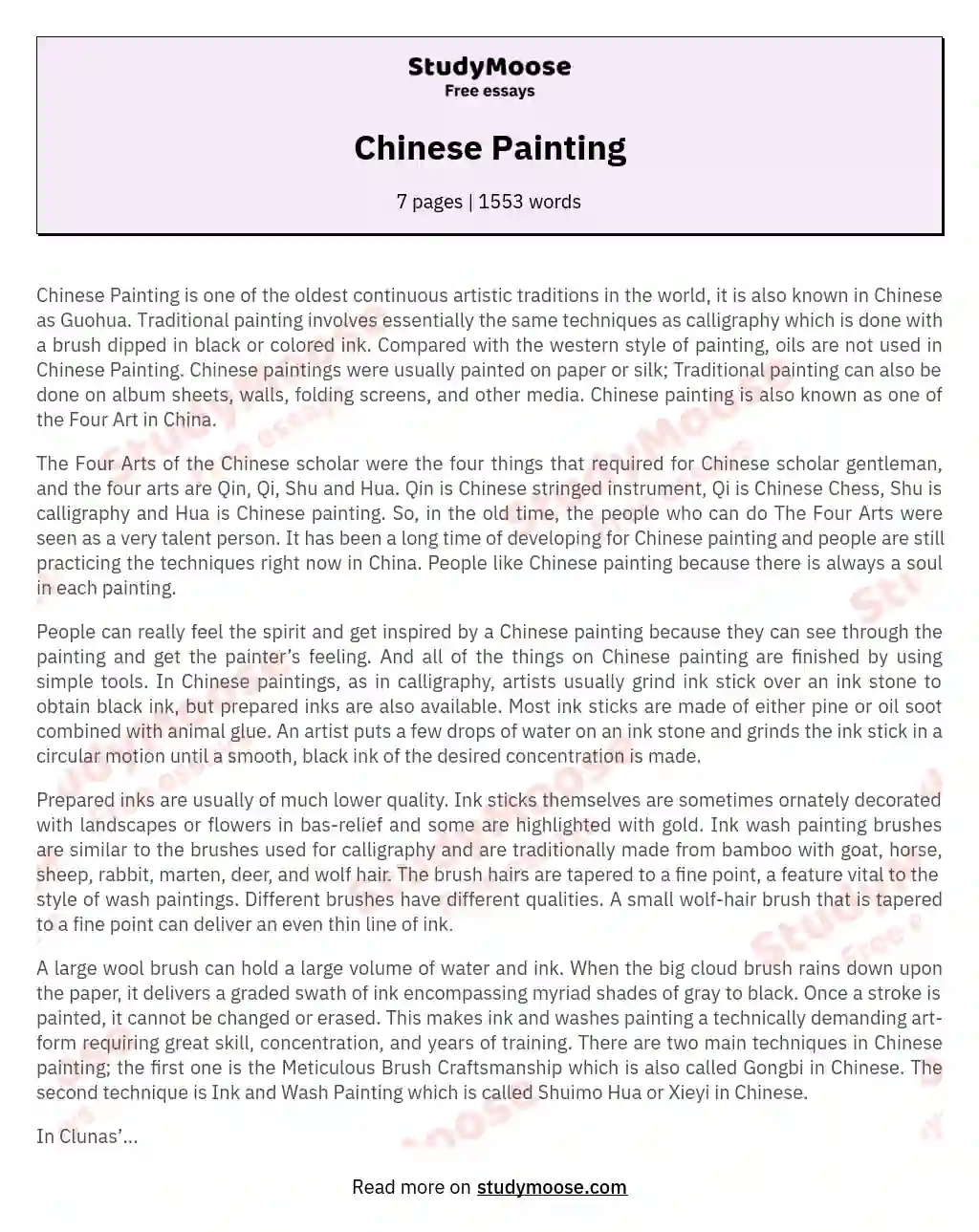 Chinese Painting essay