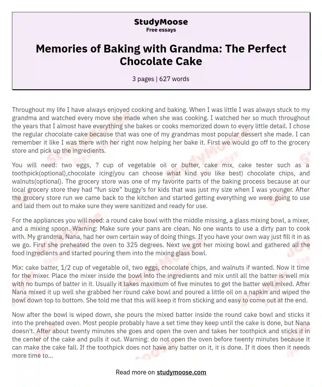 Memories of Baking with Grandma: The Perfect Chocolate Cake