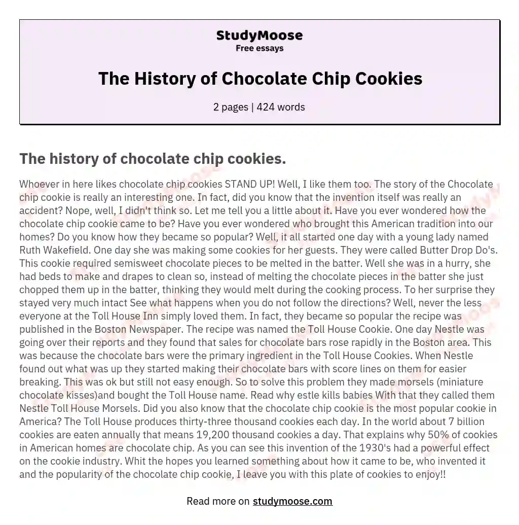 The History of Chocolate Chip Cookies essay