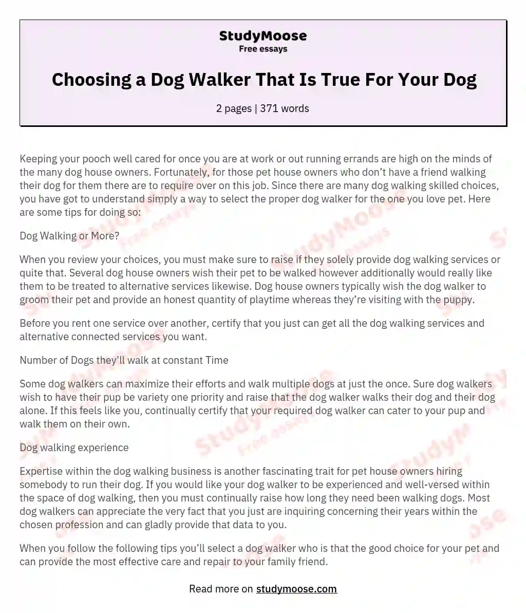 Choosing a Dog Walker That Is True For Your Dog