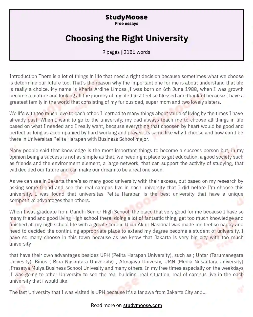 Choosing the Right University