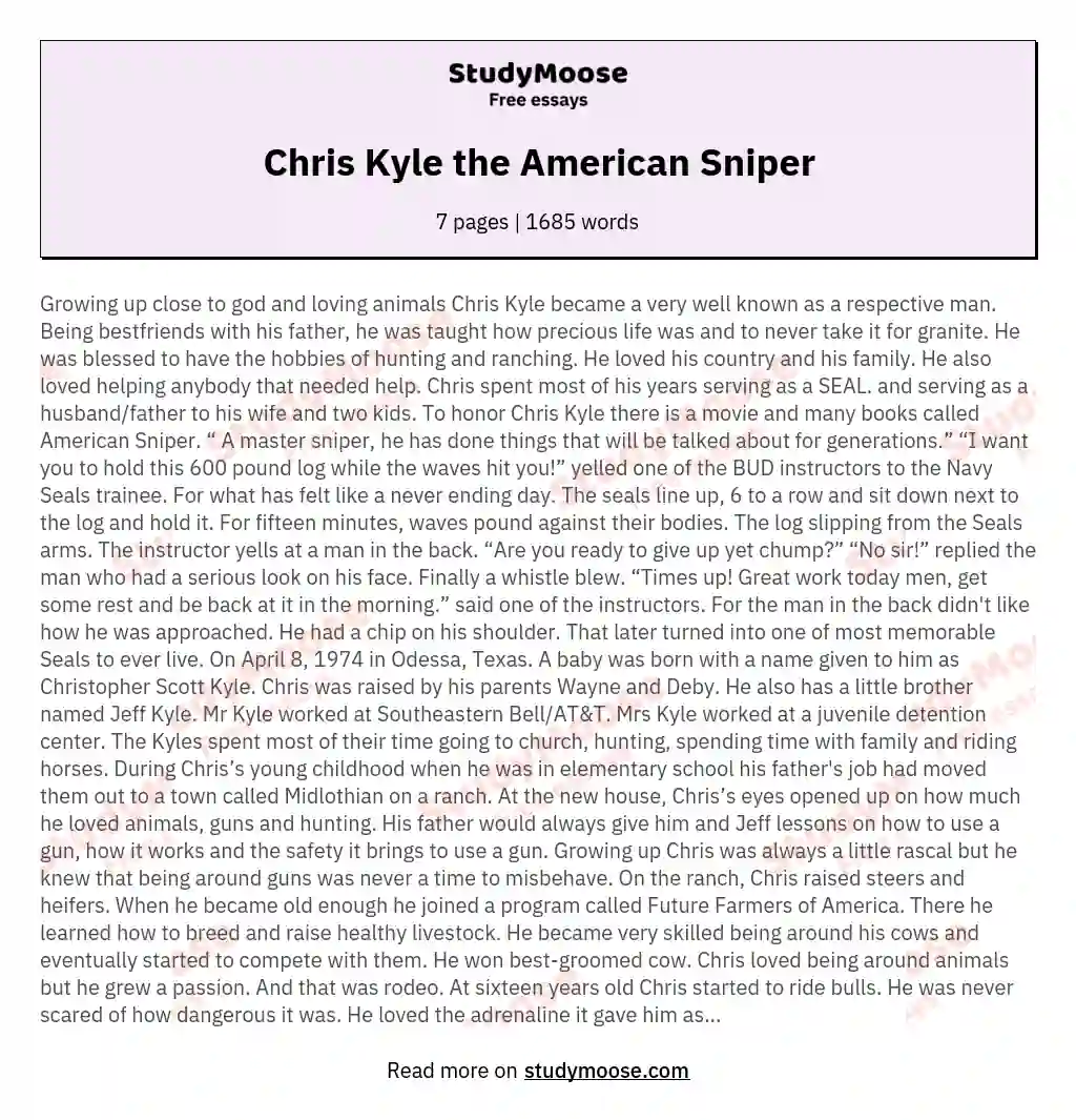 Chris Kyle the American Sniper essay