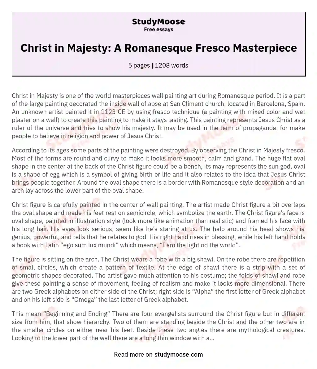 Christ in Majesty: A Romanesque Fresco Masterpiece essay