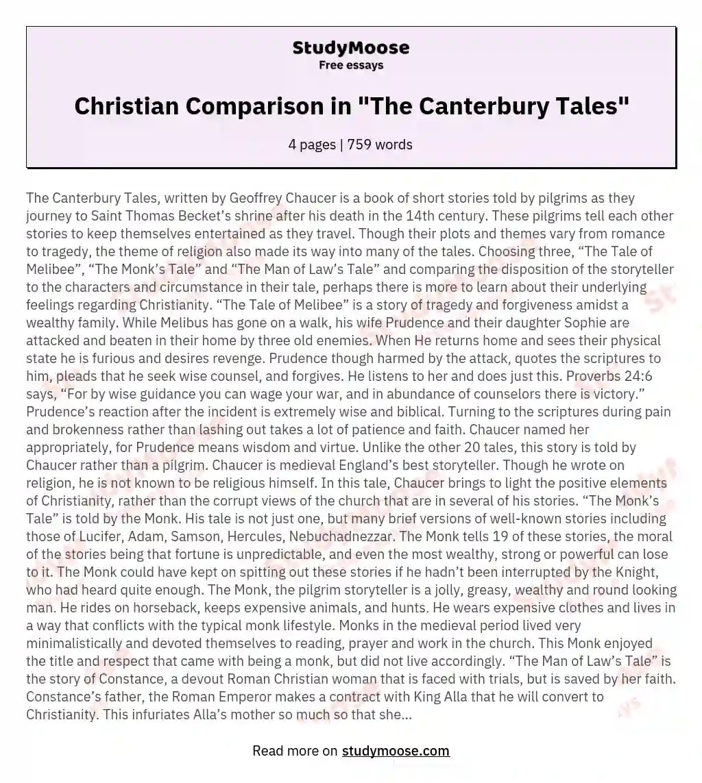 Christian Comparison in "The Canterbury Tales"