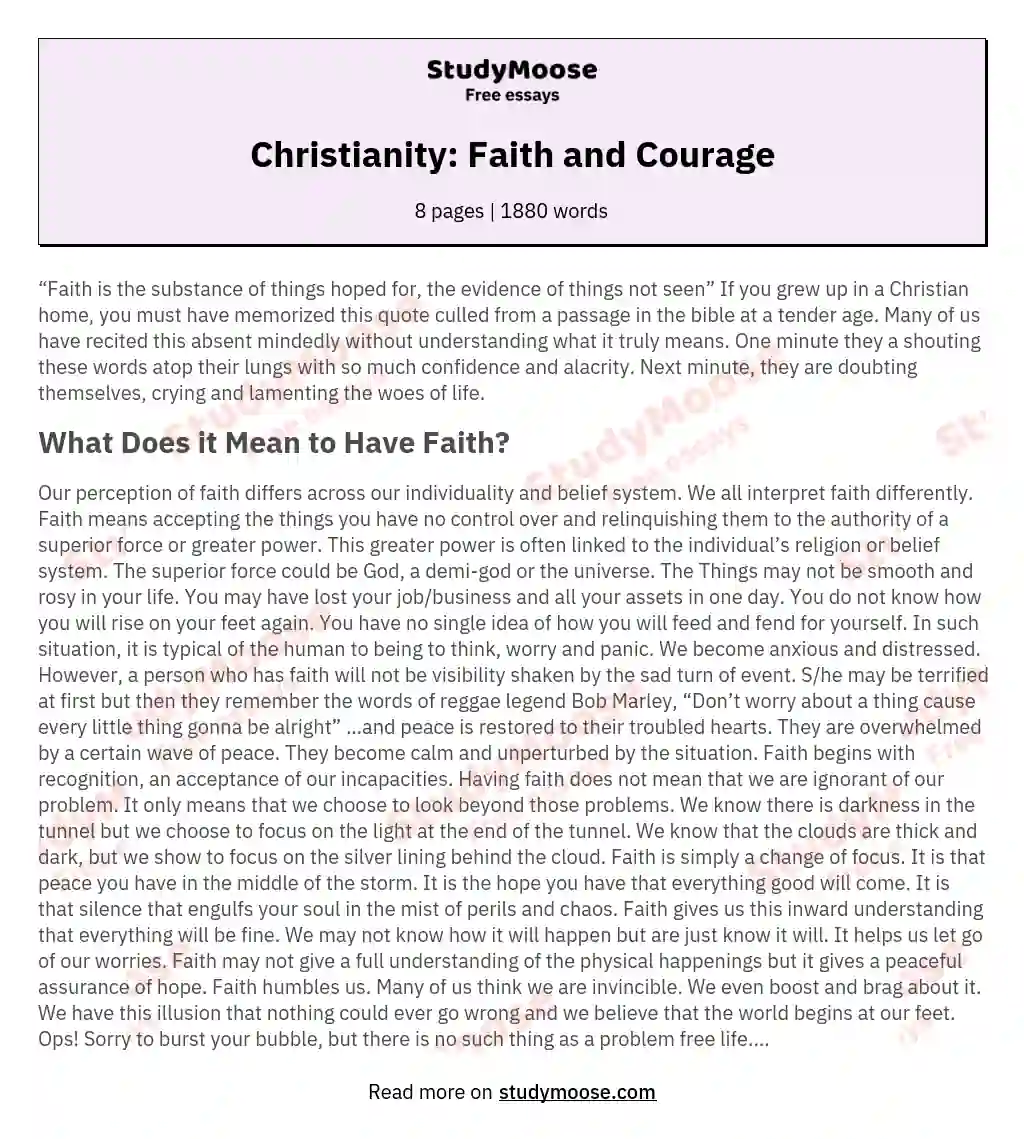 Christianity: Faith and Courage