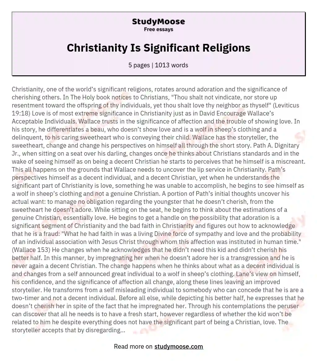 Christianity Is Significant Religions essay