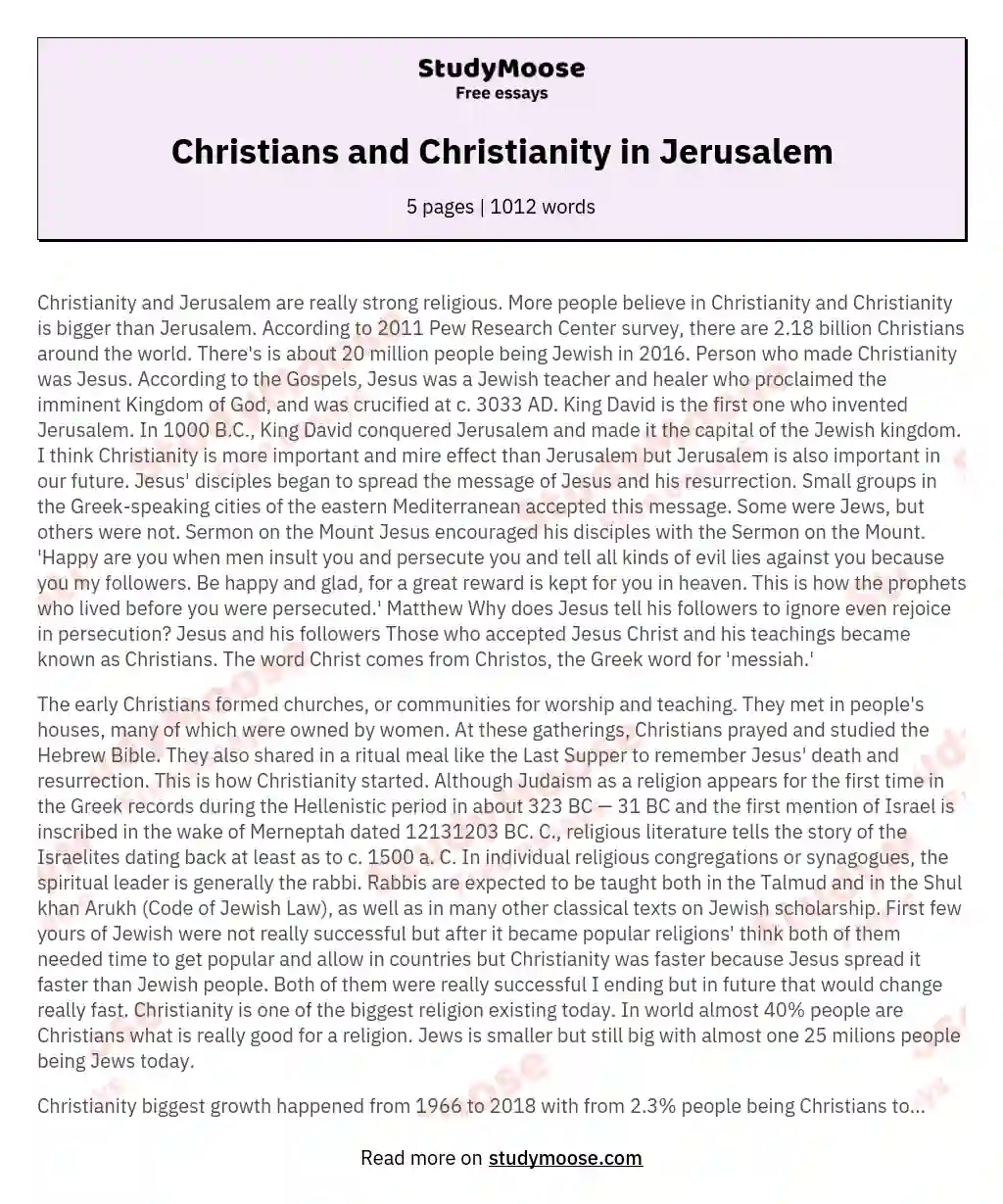 Christians and Christianity in Jerusalem