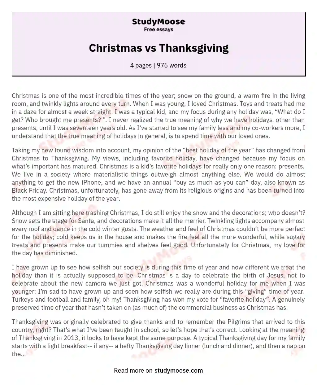 the first thanksgiving essay