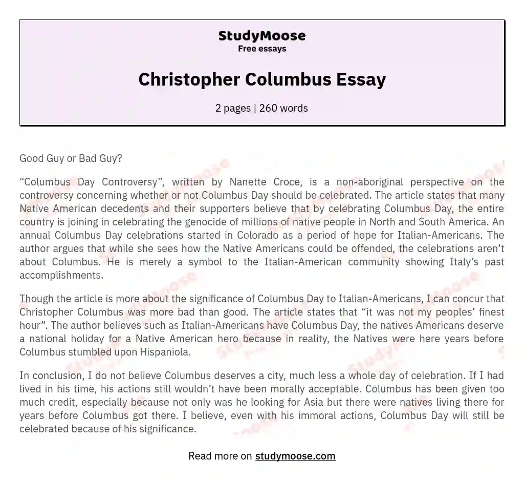 christopher columbus hero or villain essay