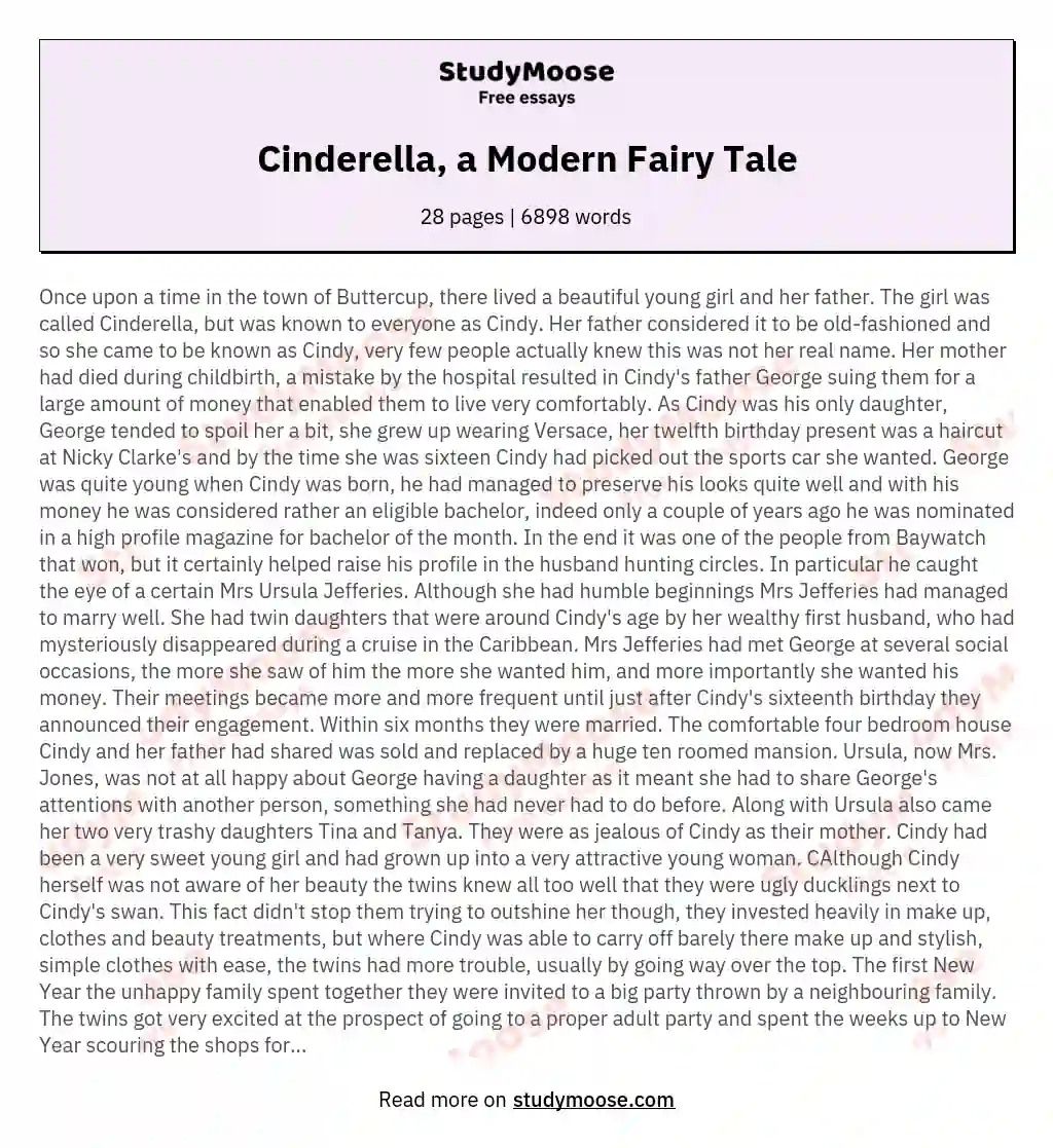 Cinderella, a Modern Fairy Tale essay