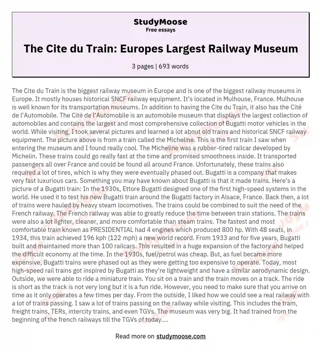 The Cite du Train: Europes Largest Railway Museum essay