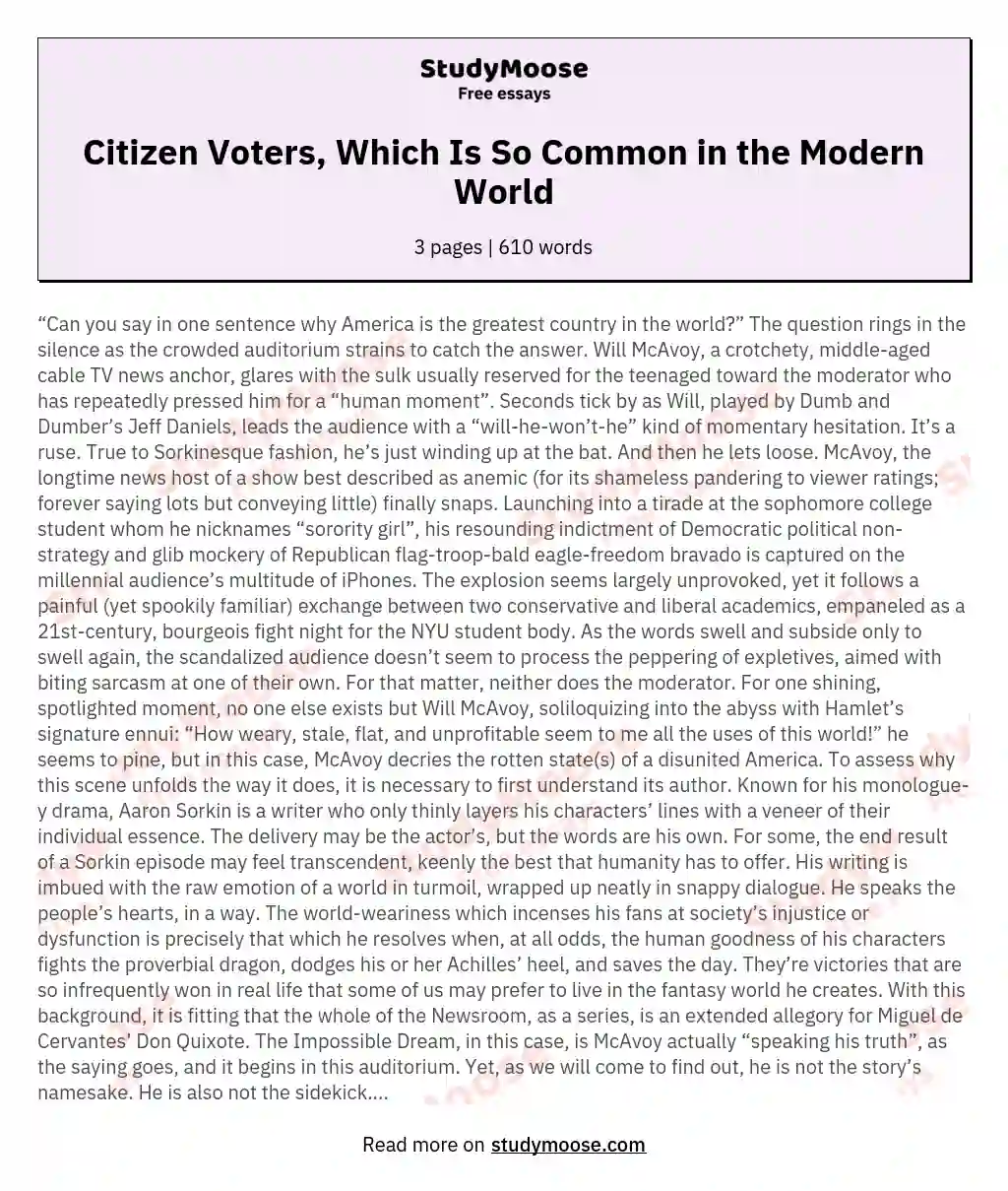 Citizen Voters, Which Is So Common in the Modern World essay