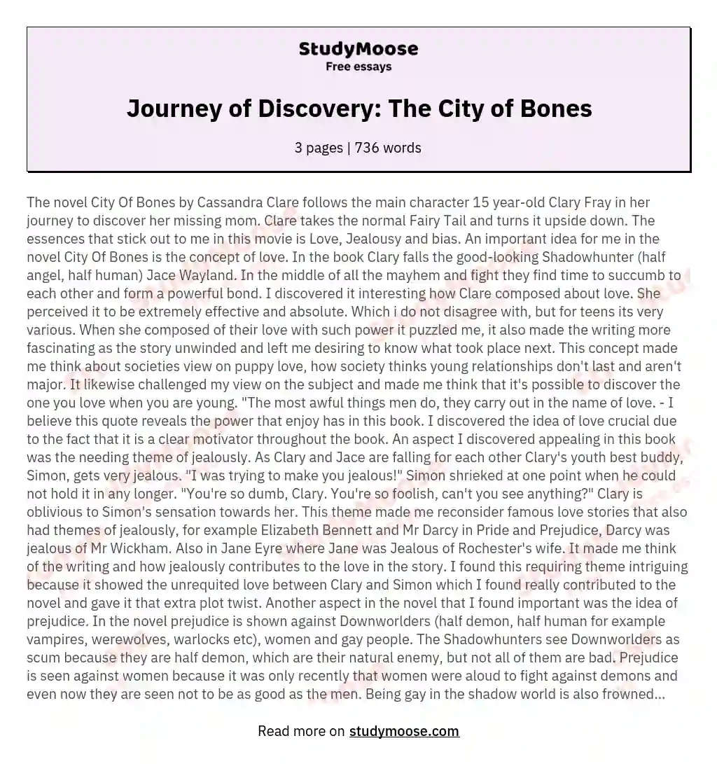 Journey of Discovery: The City of Bones essay