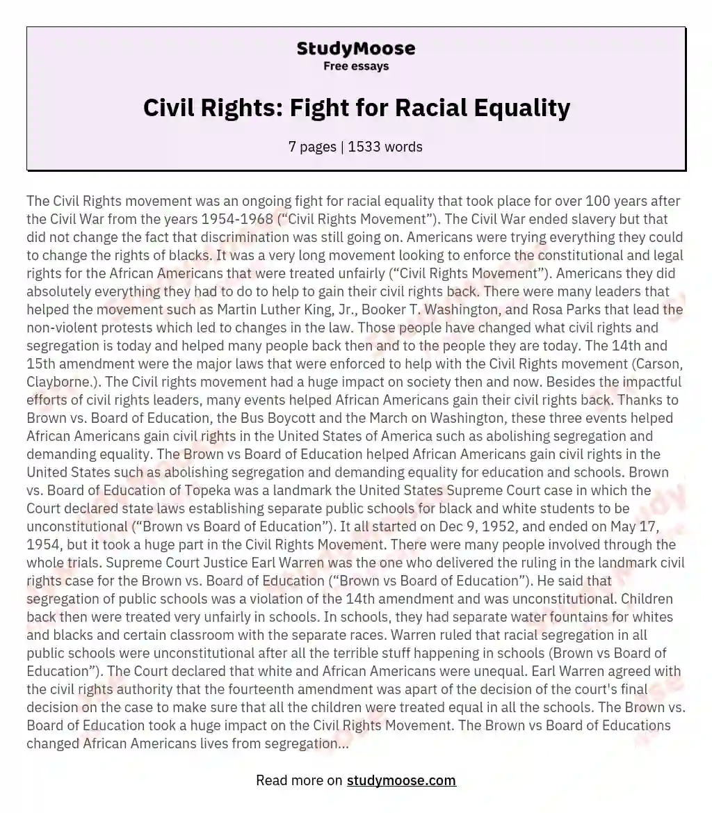 Civil Rights: Fight for Racial Equality