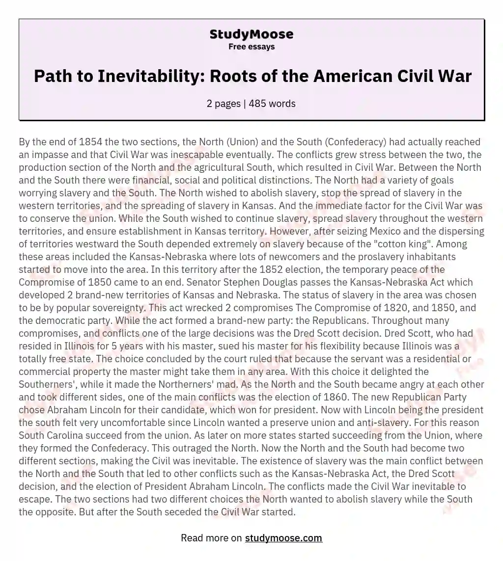Path to Inevitability: Roots of the American Civil War essay