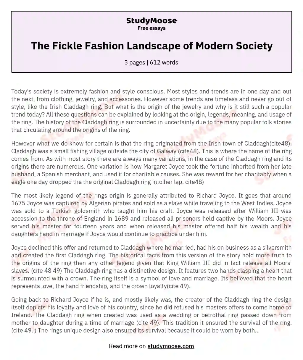 The Fickle Fashion Landscape of Modern Society essay
