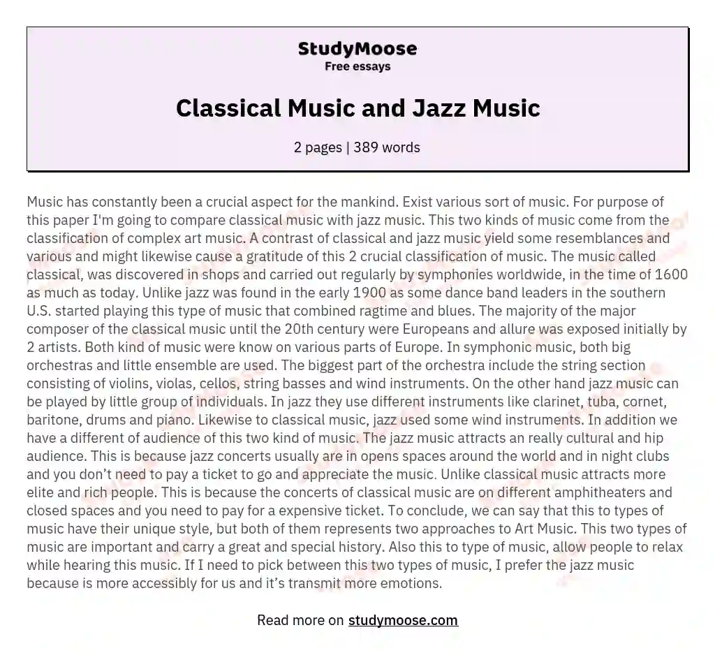 Classical Music and Jazz Music