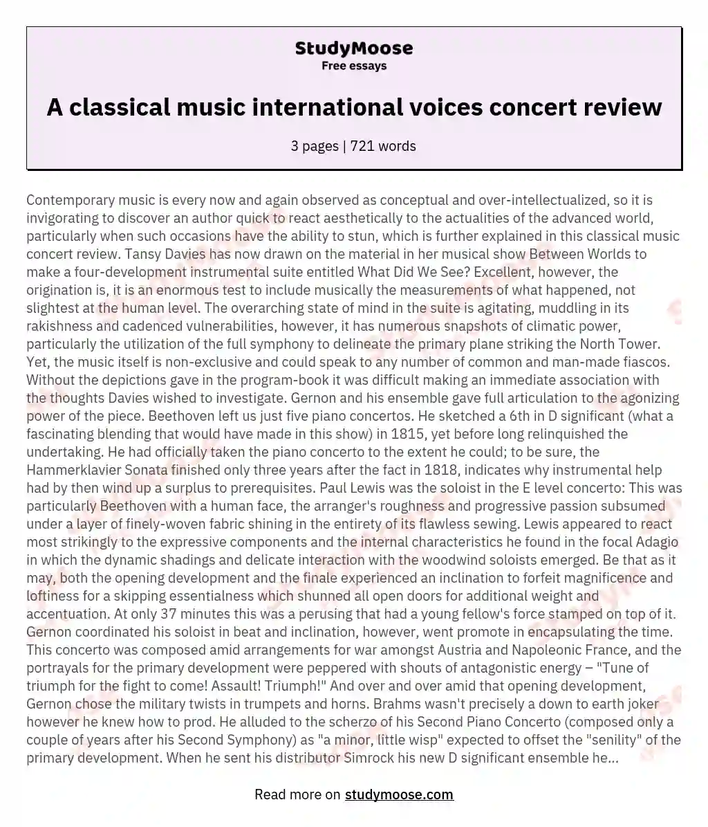 A classical music international voices concert review