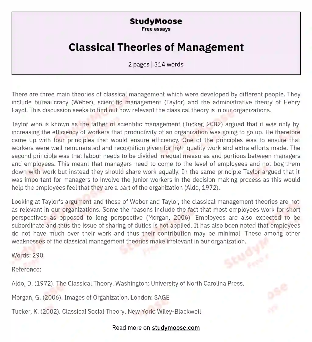 classical theory example essay