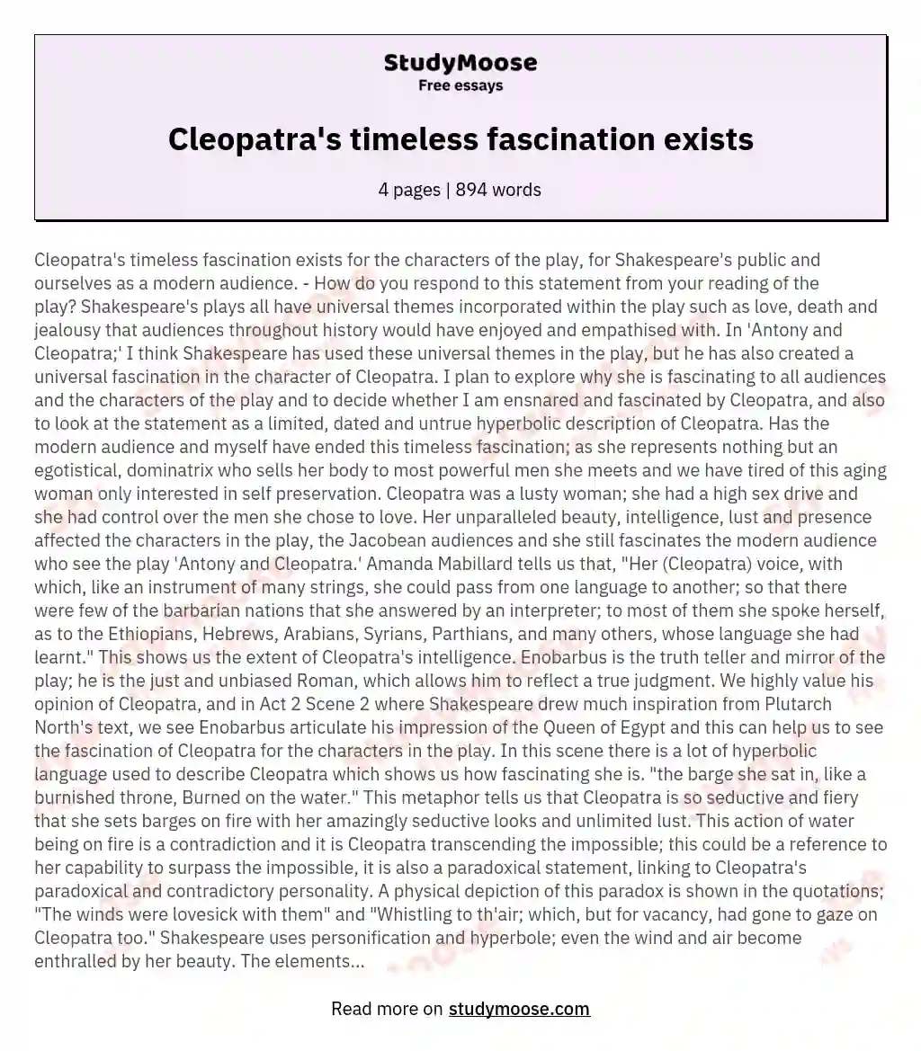 cleopatra essay conclusion