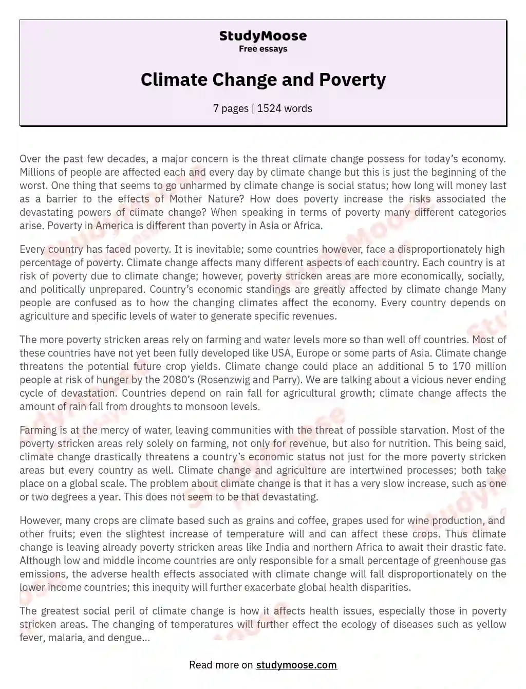 Climate Change and Poverty essay