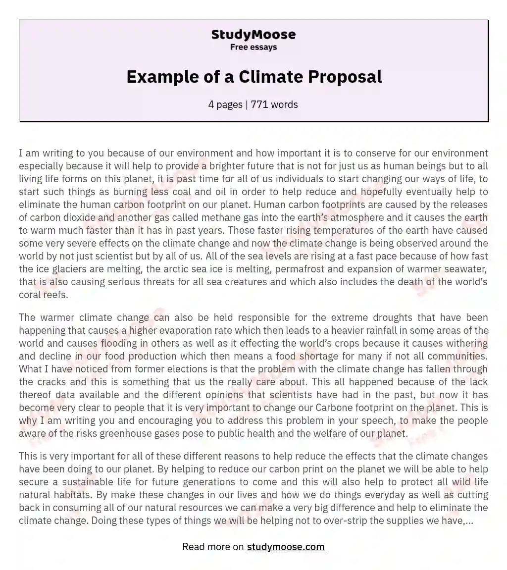 Example of a Climate Proposal