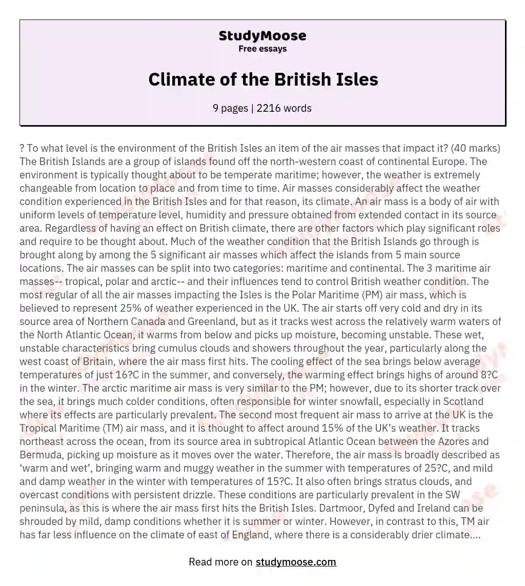 Climate of the British Isles essay
