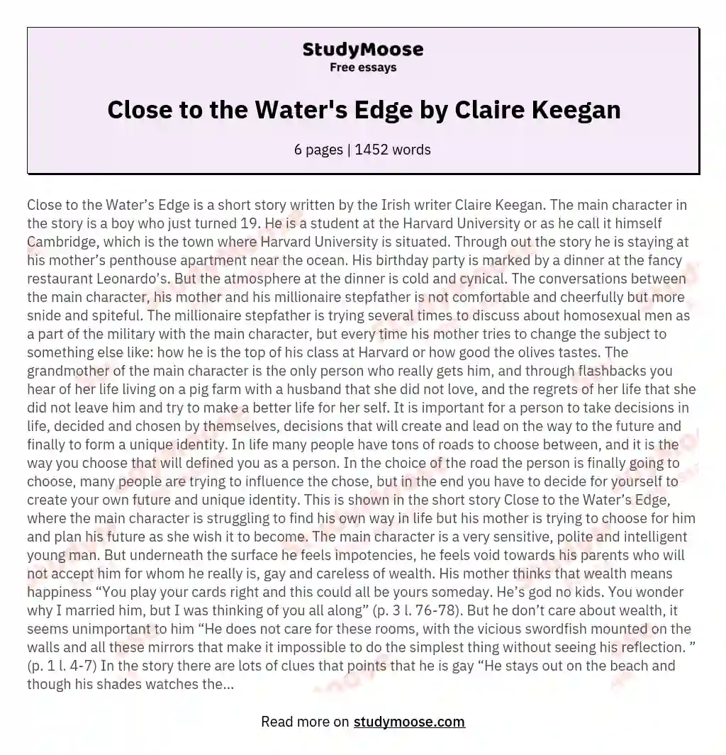 Close to the Water's Edge by Claire Keegan essay