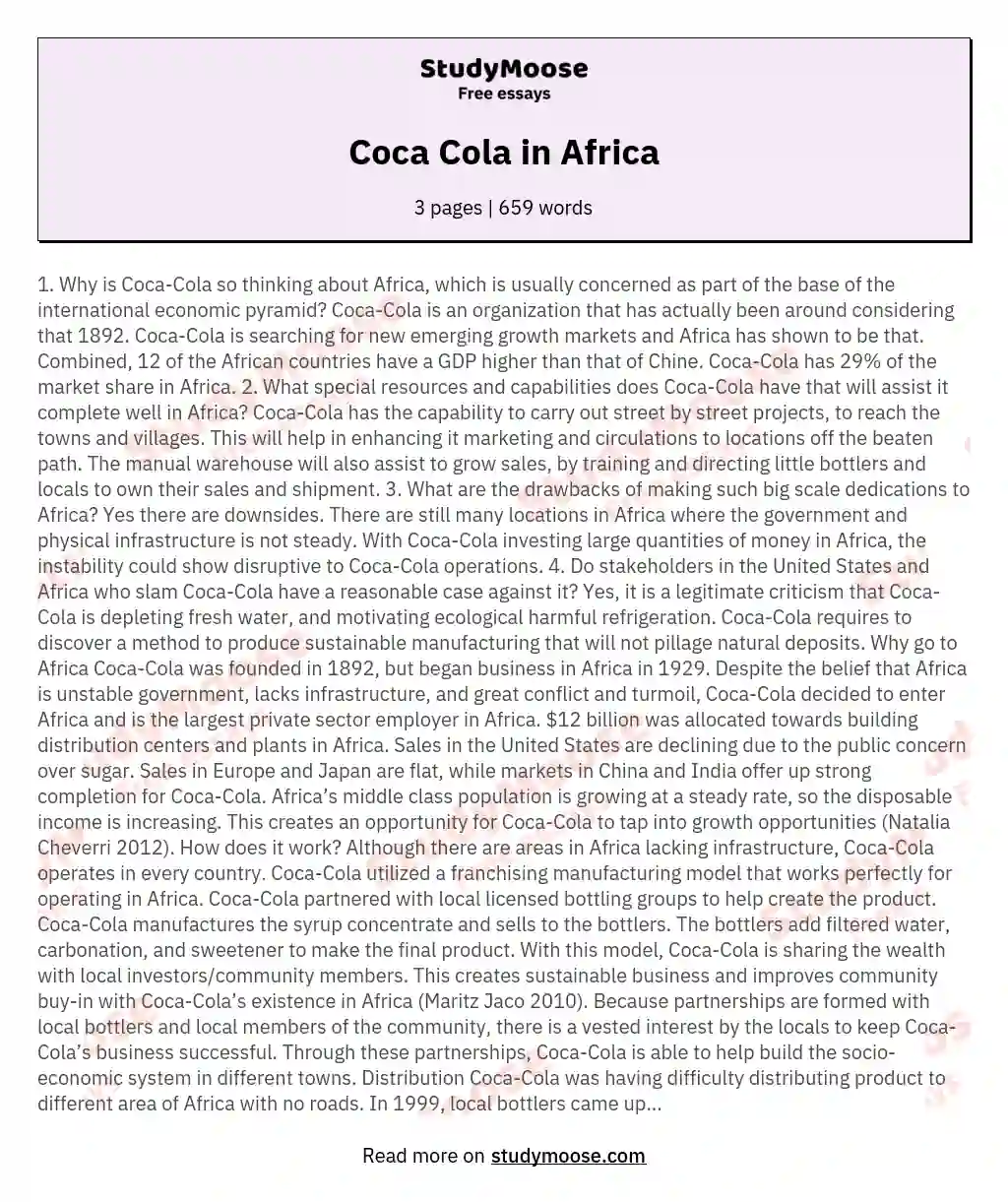 Coca Cola in Africa