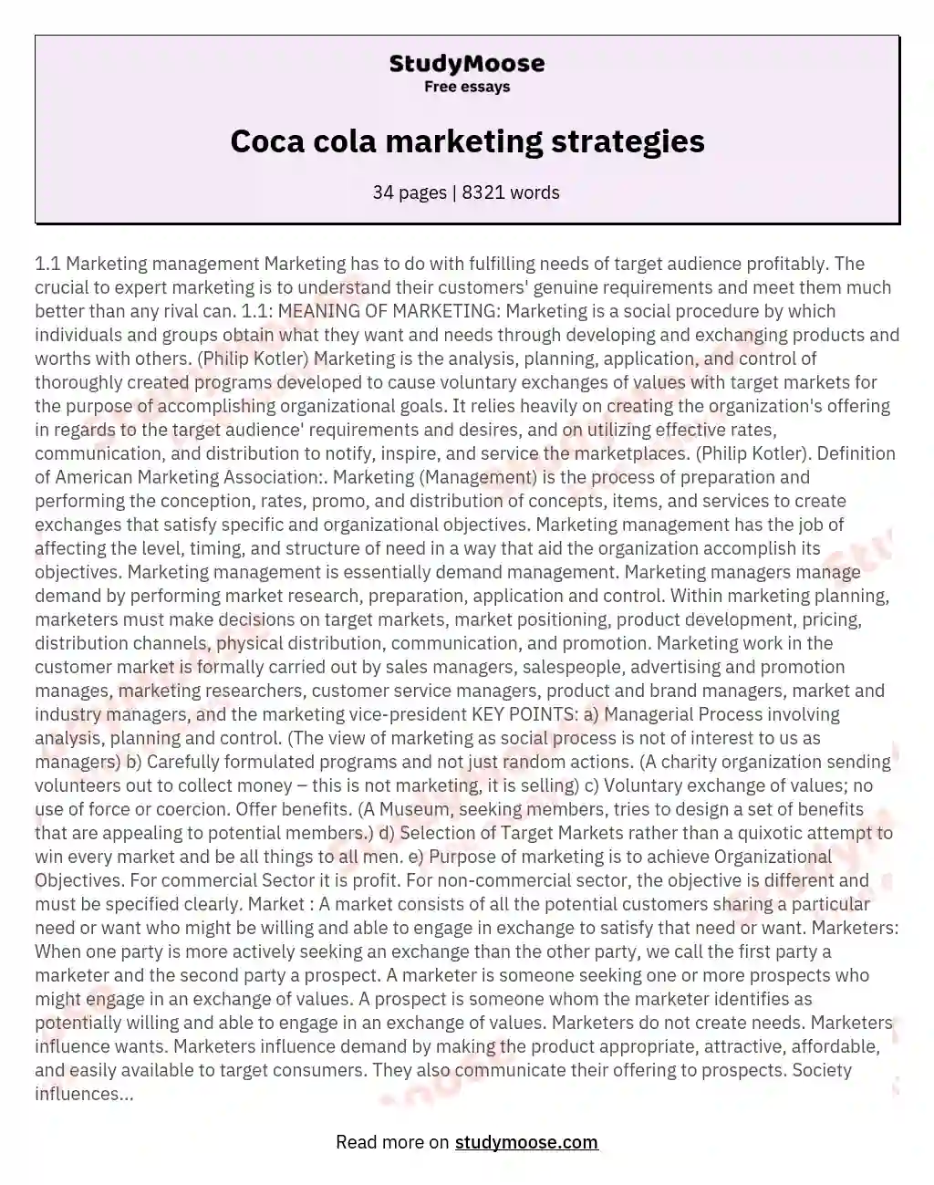 Coca cola marketing strategies