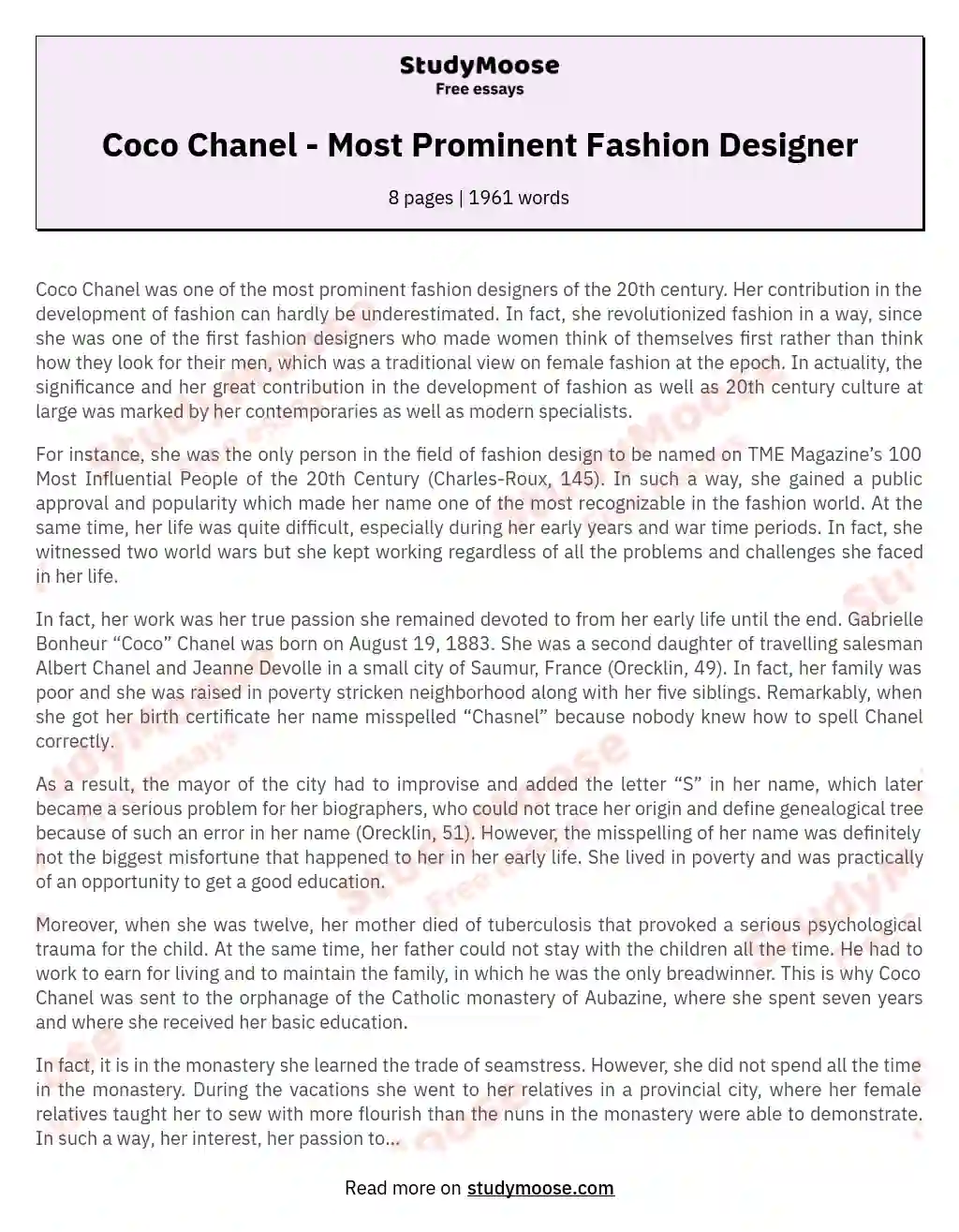 Coco Chanel - Most Prominent Fashion Designer