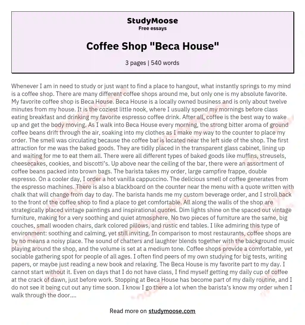 Coffee Shop "Beca House"