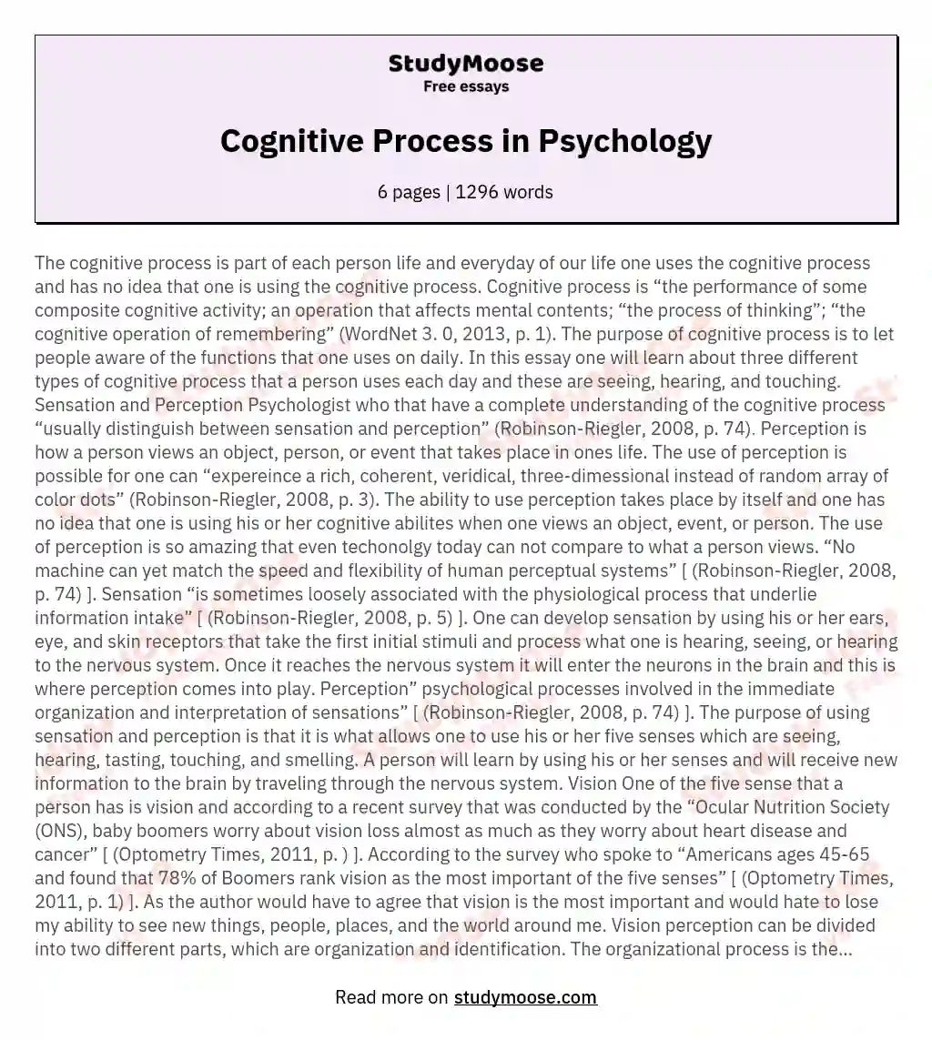 Cognitive Process in Psychology