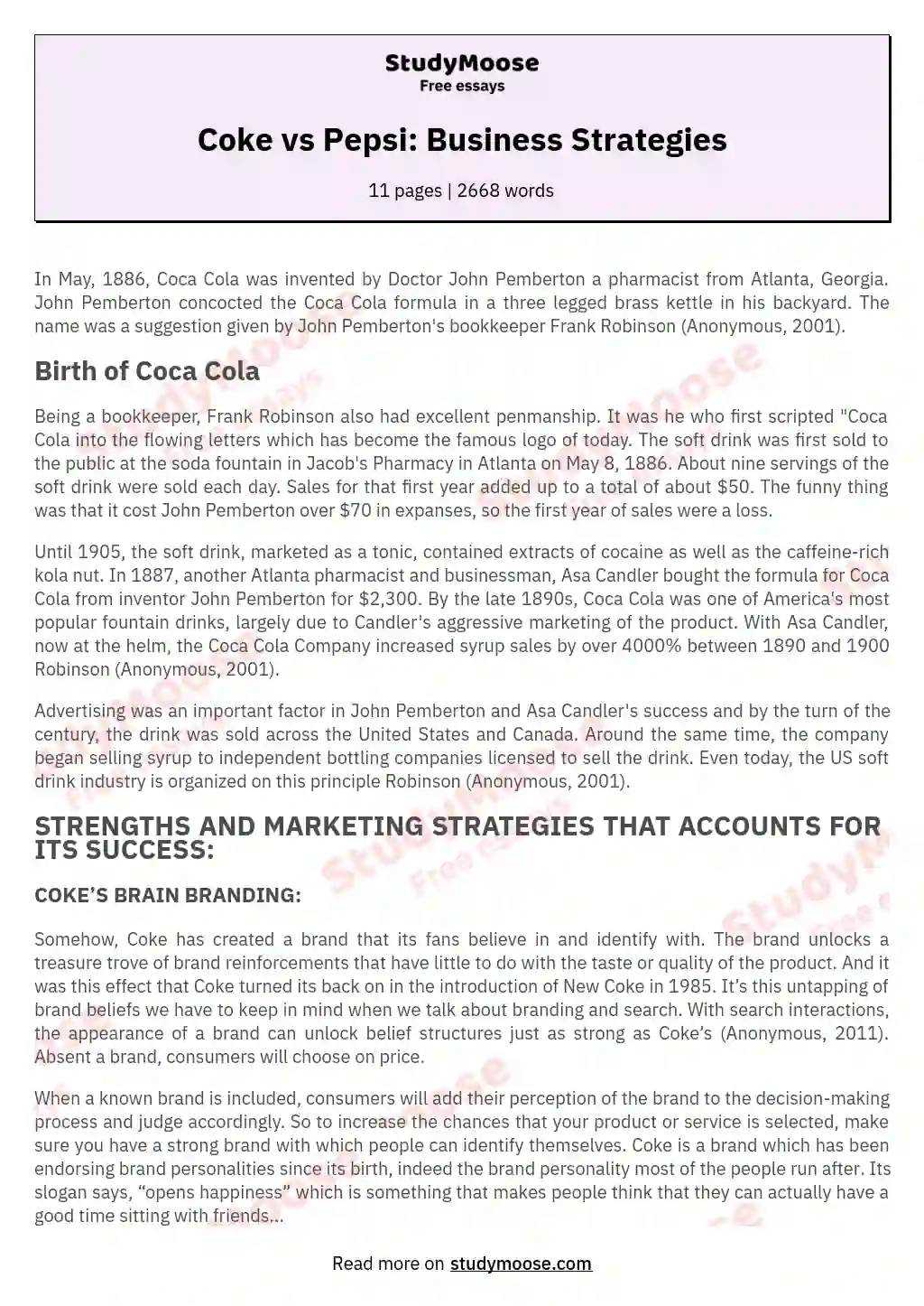 Coke vs Pepsi: Business Strategies