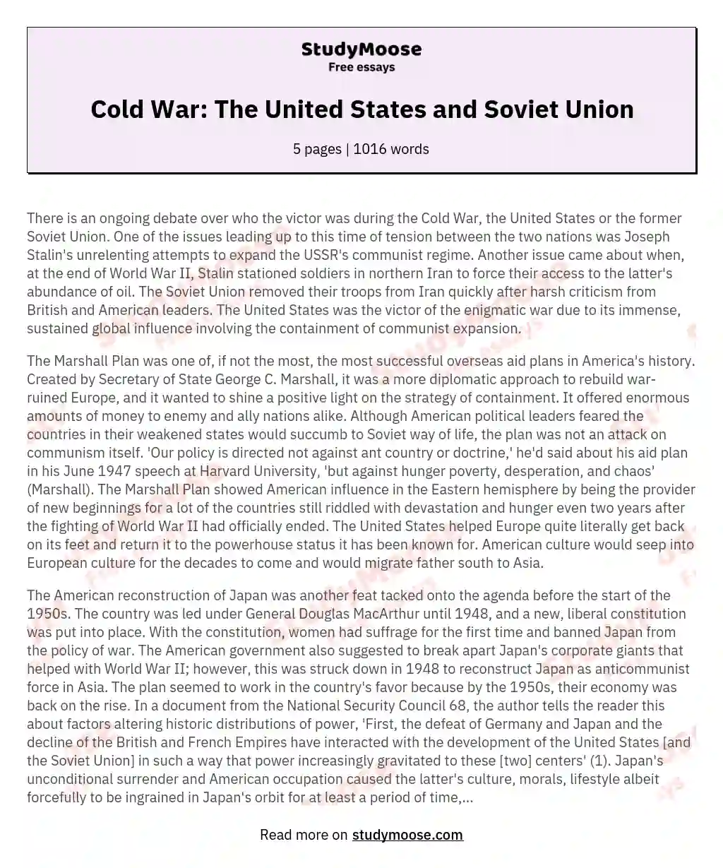 Cold War: The United States and Soviet Union