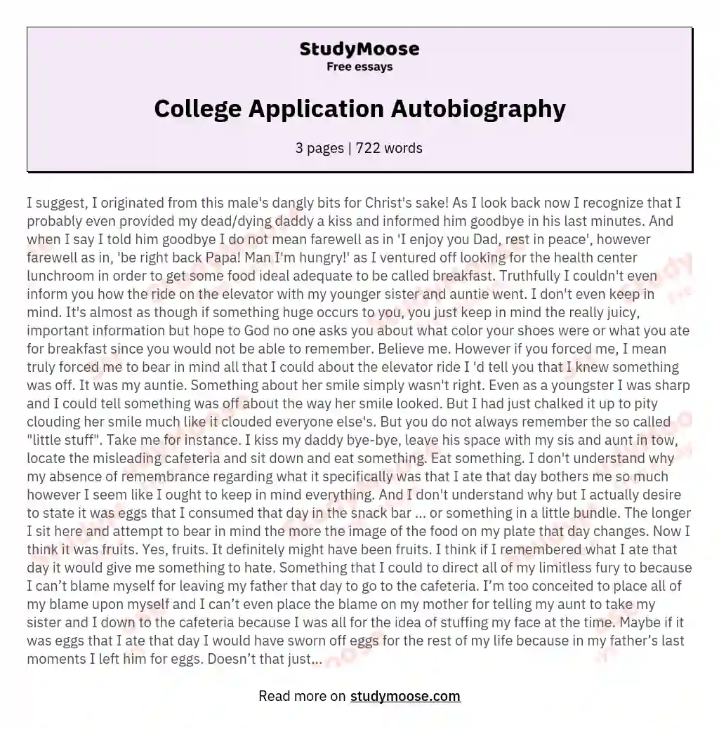 College Application Autobiography essay