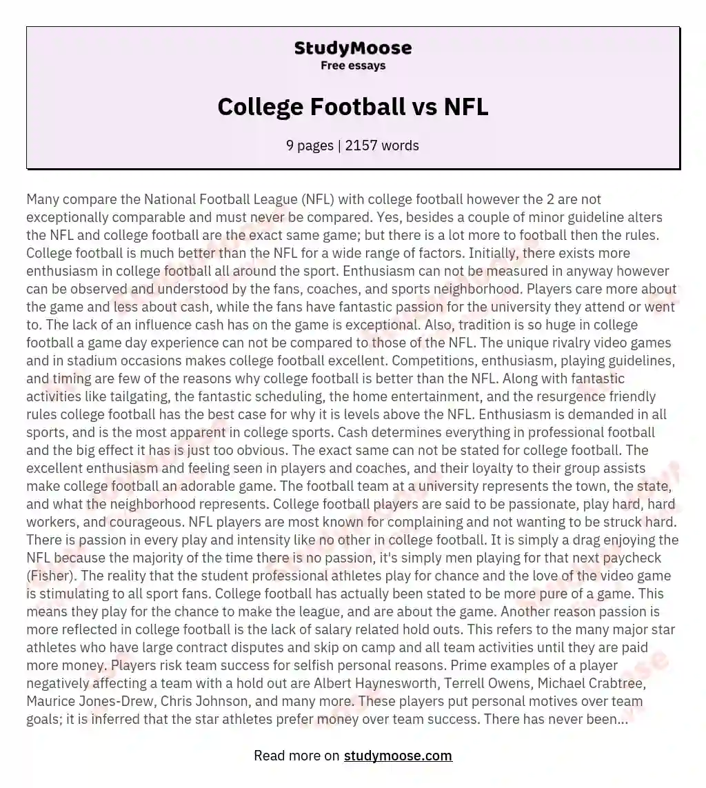 College Football vs NFL