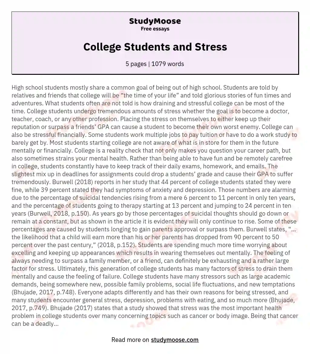College Students and Stress essay