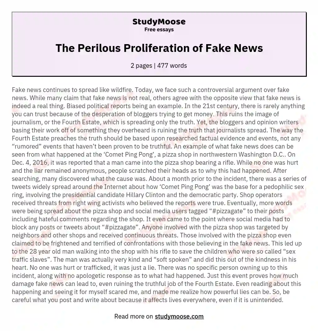 The Perilous Proliferation of Fake News essay