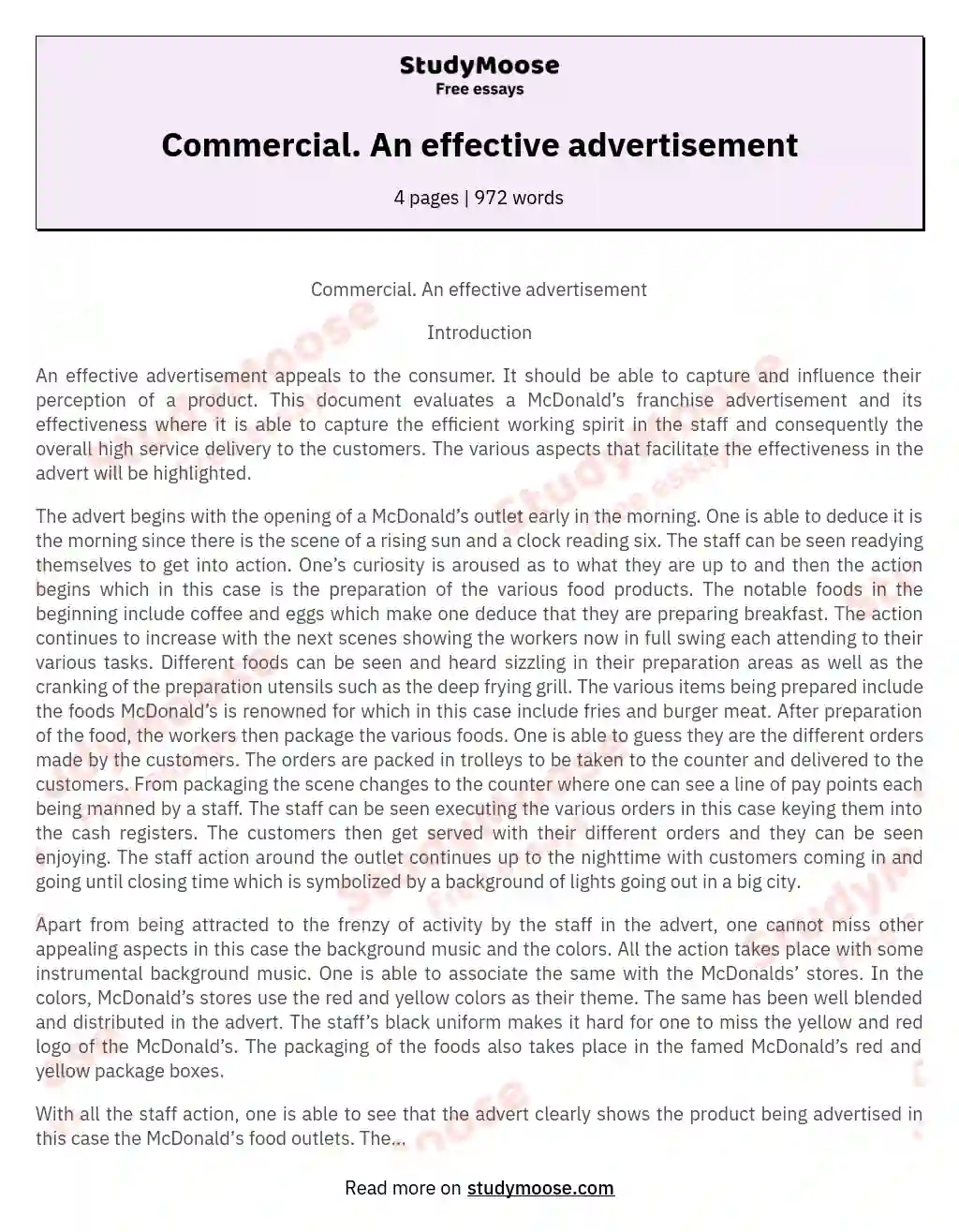 Commercial. An effective advertisement essay