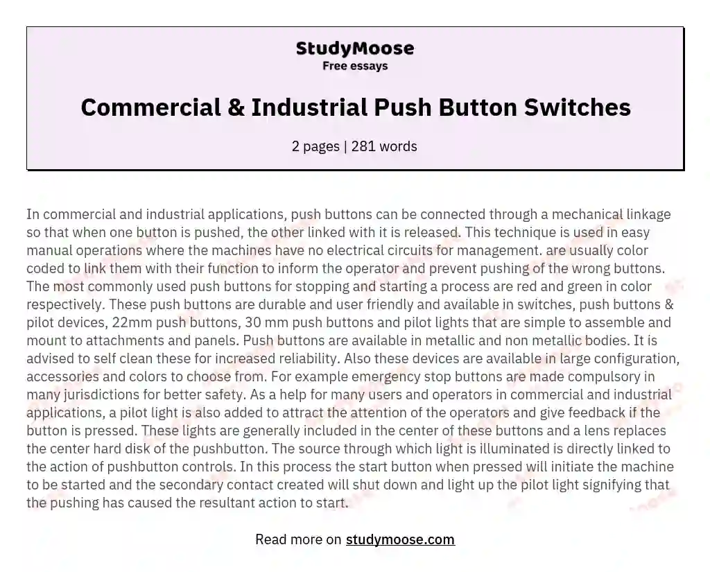 Commercial & Industrial Push Button Switches