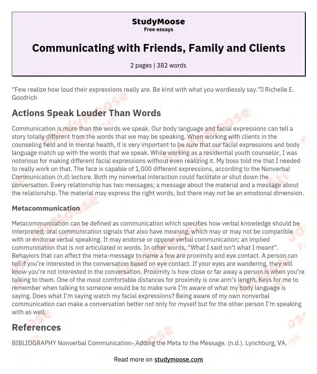 Communicating with Friends, Family and Clients essay
