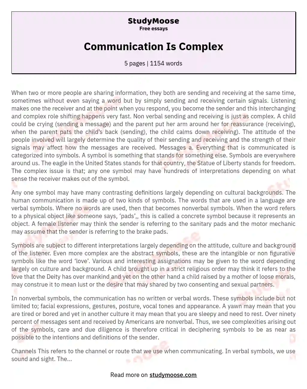 Communication Is Complex essay