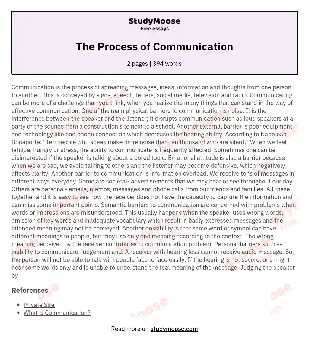 The Process of Communication essay