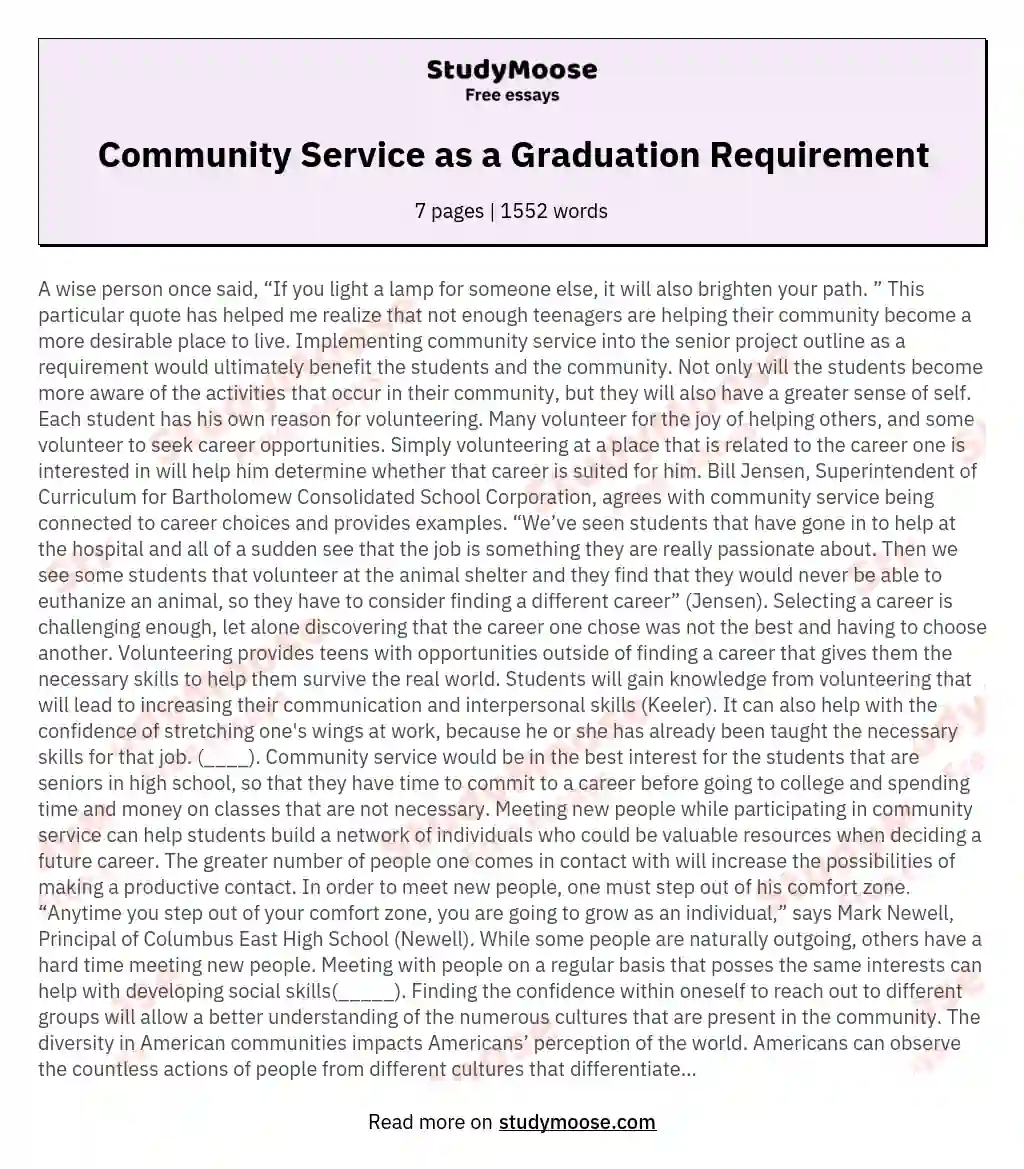 community service essay for highschool students