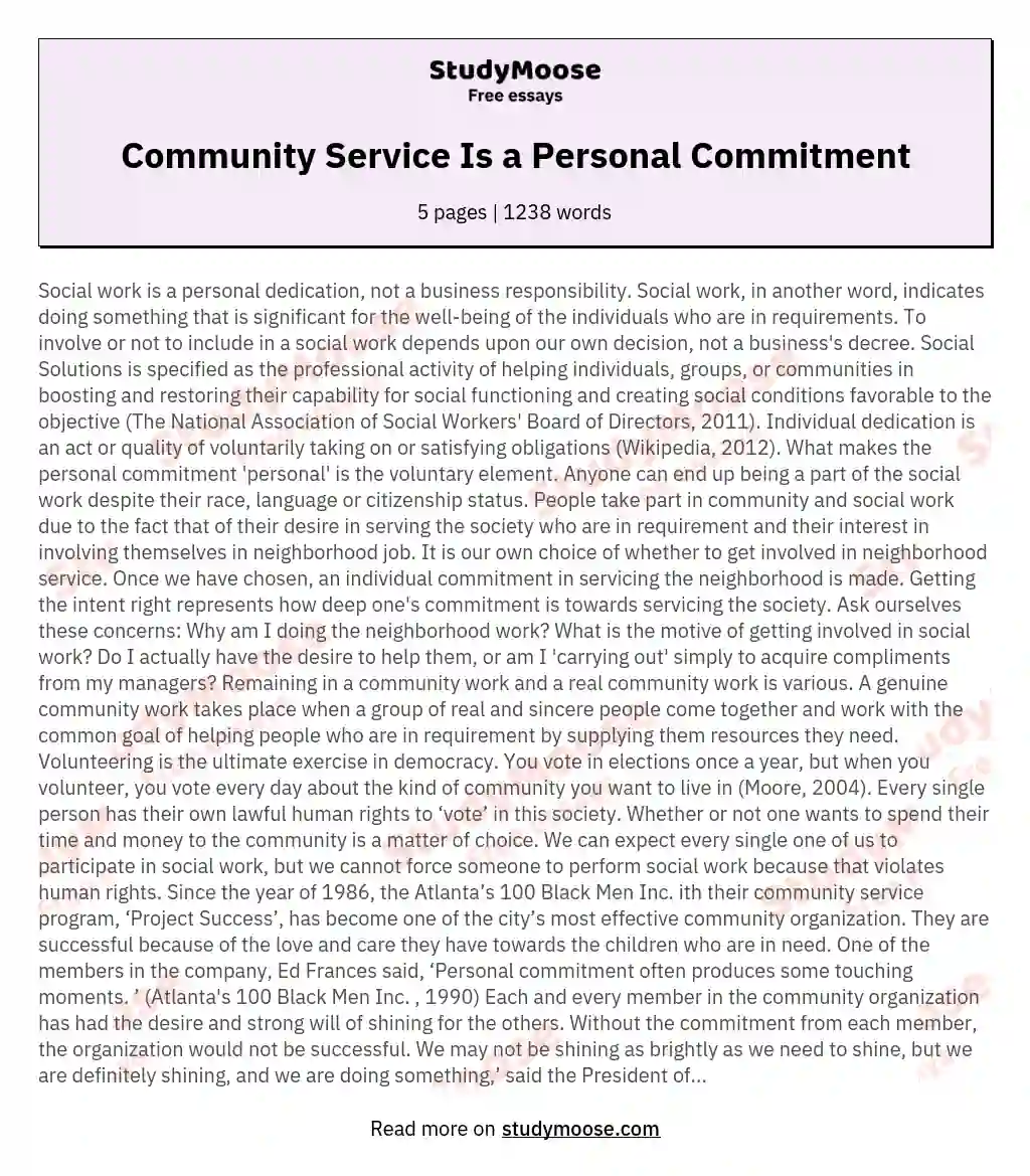 essay about commitment to service